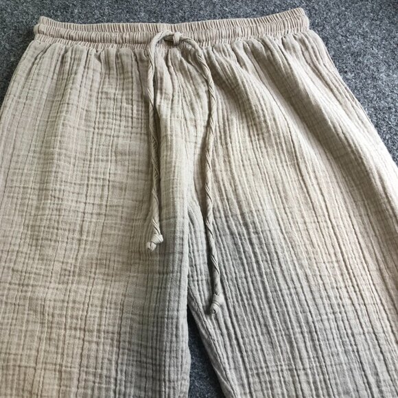 Lotus and Luna Pants Womens Medium Petite Beige Tan Gauze Comfort Lounge - Picture 4 of 12